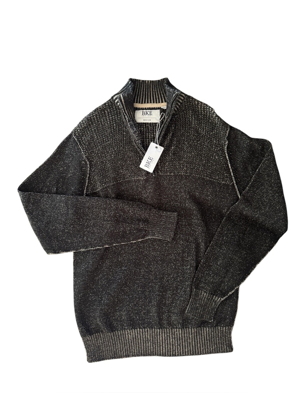 NWT BKE Men's Black Marled V-Neck Sweater